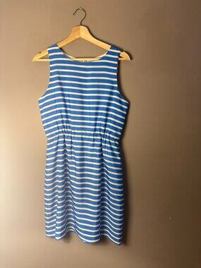 J. Crew Womens 6 Blue and White Stripe Sleeveless Dress coastal nautical stripe